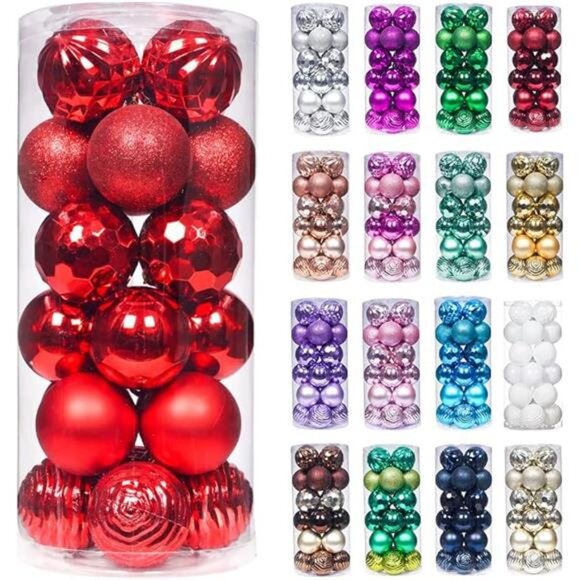 24ct Shatterproof Christmas Ball Ornaments - 60mm Red Balls - Picture 7 of 7